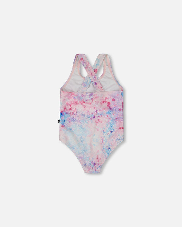 Printed One-Piece Swimsuit Pink Butterflies With Bubble Effects - G30NG91_000
