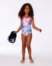 Printed One-Piece Swimsuit Butterflies On Multicolored Background - G30NG91_009