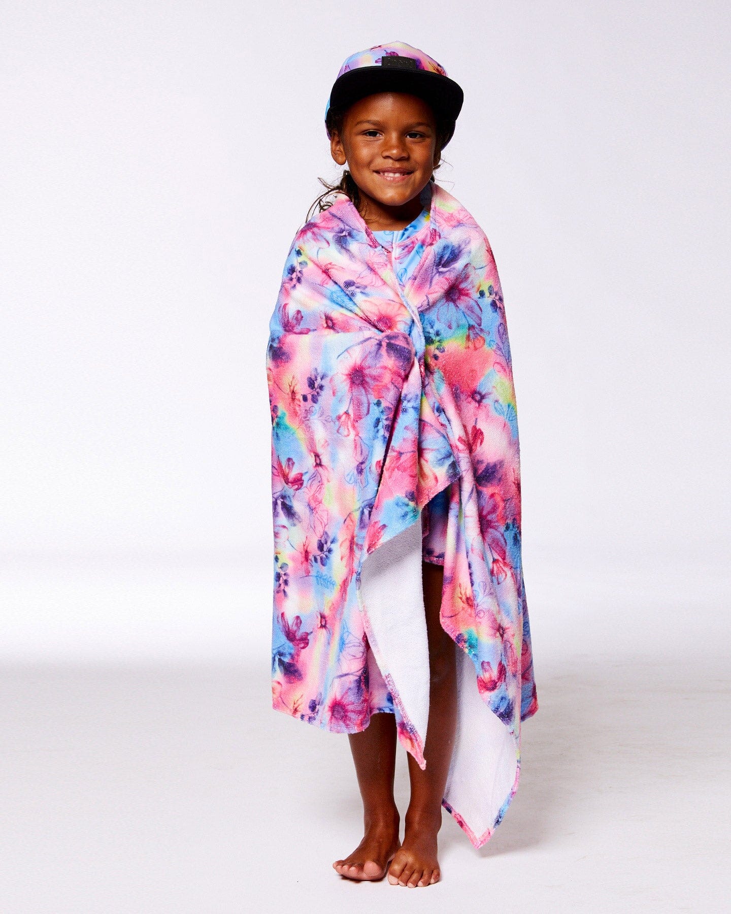 Printed Beach Towel Butterflies On Multicolored Background Swimwear Deux par Deux 