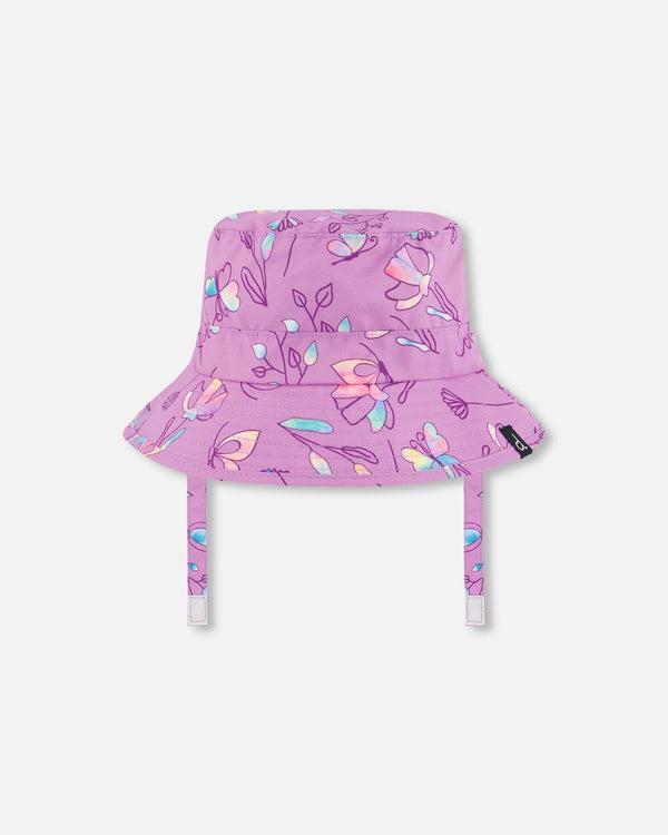 Printed Beach Sun Hat Old Mauve And Multicolored Butterflies - G30NGC_054