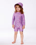 Printed Beach Sun Hat Old Mauve And Multicolored Butterflies - G30NGC_054
