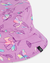 Printed Beach Sun Hat Old Mauve And Multicolored Butterflies - G30NGC_054