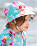 Printed Beach Sun Hat Turquoise And Pink Flowers - G30NGC_057