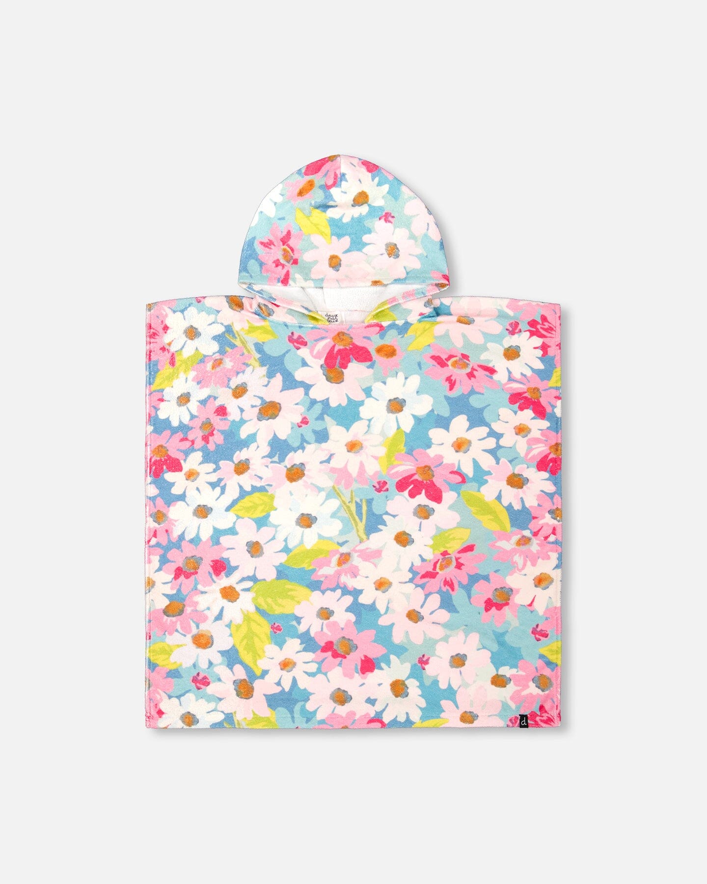 Poncho De Plage Motif Floral Blanc Swimwear Deux par Deux 