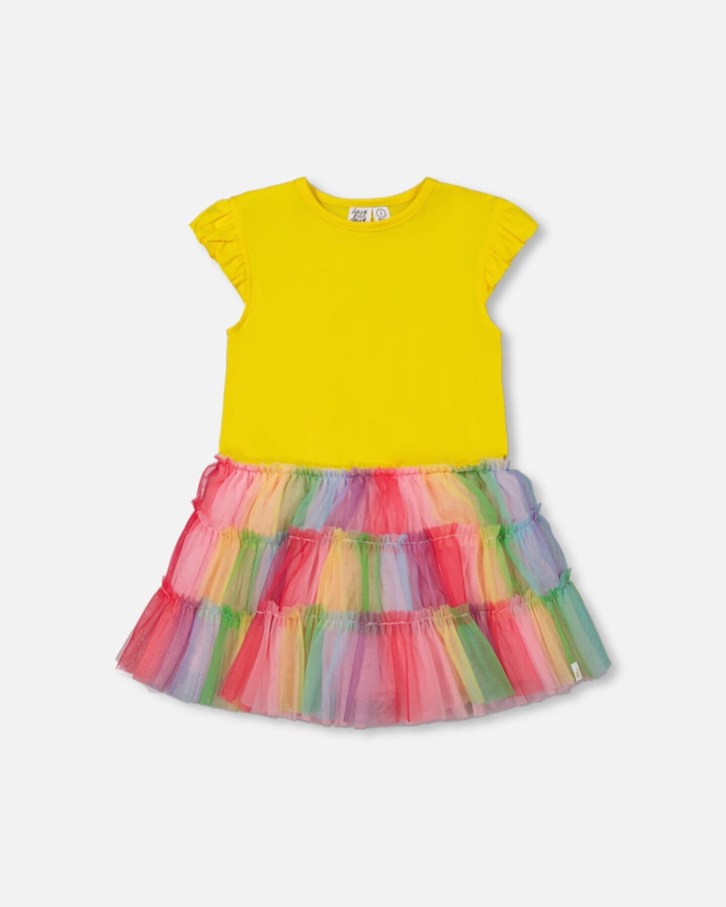 Short Sleeve Dress With Ruffle Tulle Skirt Multicolored - G30O84_000