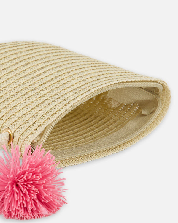 Straw Bag And Hat Set Straw And Pink Accessories Deux par Deux 