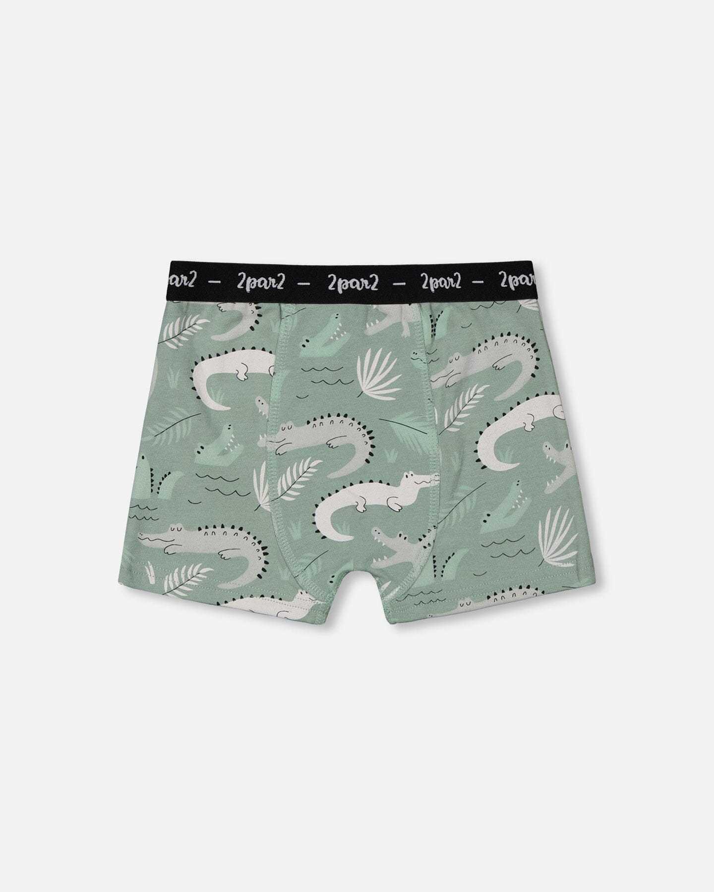 Printed Organic Cotton Boxer Shorts Light Sage And Gray Crocodile - G30PB60_043