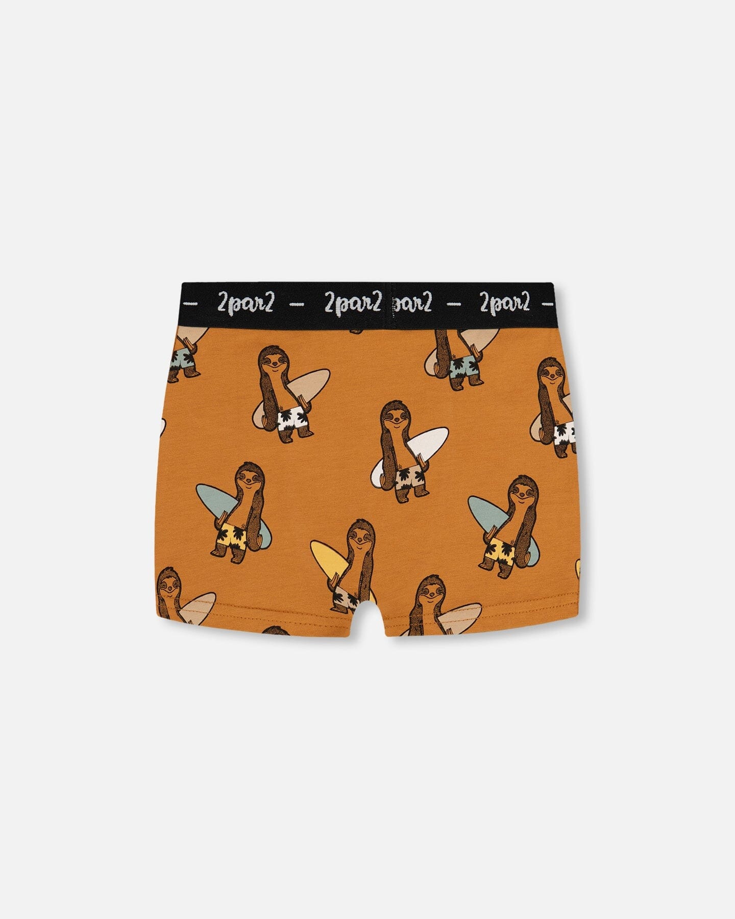 Printed Organic Cotton Boxer Shorts Sloths On Tan Background - G30PB60_044