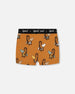 Printed Organic Cotton Boxer Shorts Sloths On Tan Background - G30PB60_044