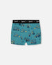 Printed Organic Cotton Boxer Shorts Teal With Yellow Truck - G30PB60_045