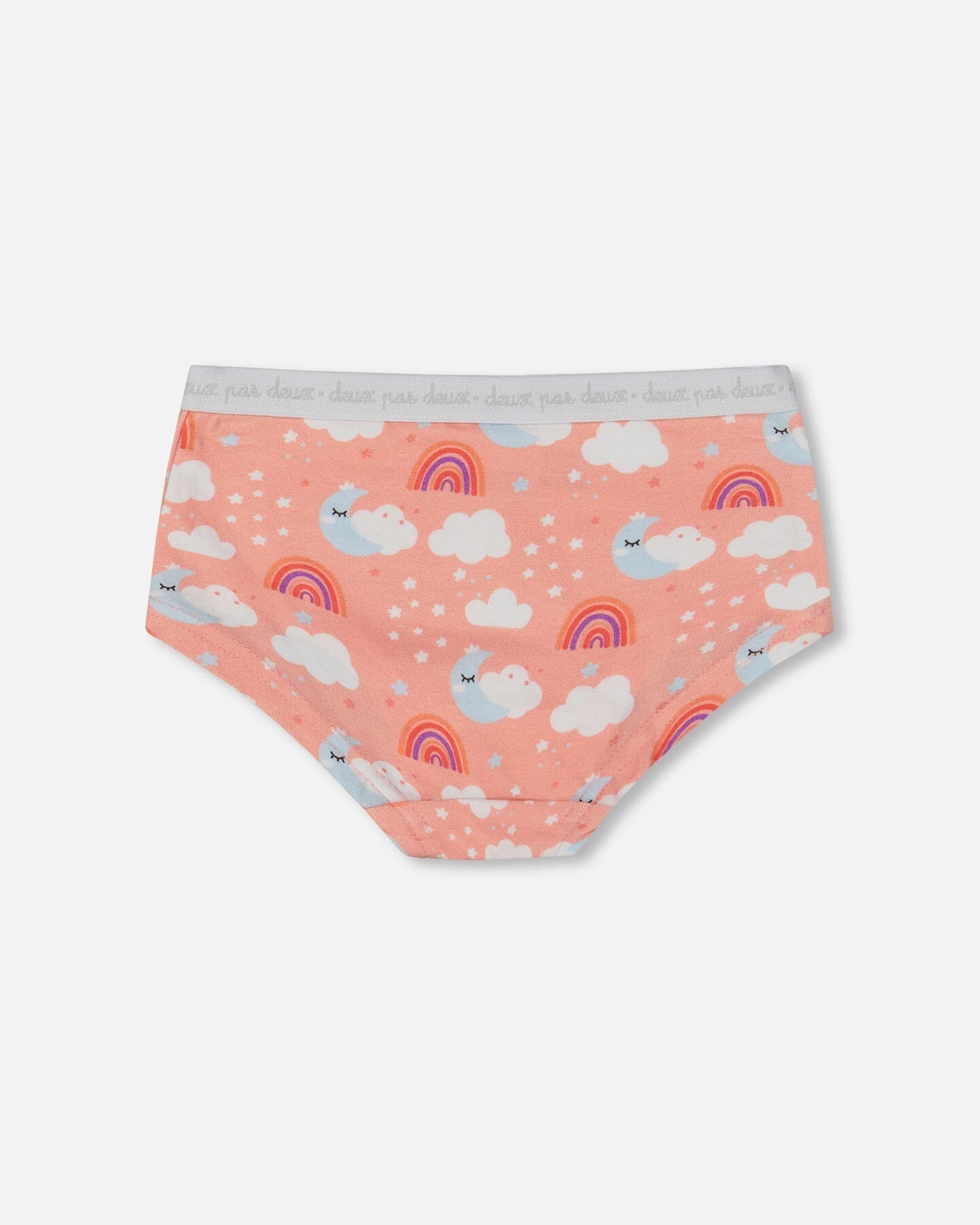 Printed Organic Cotton Boyshort Panty Rainbow On Light Coral - G30PG60_027