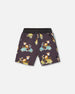 Printed French Terry Short Monkey On Navy Moped - G30S26_087