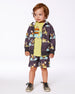 Printed French Terry Short Monkey On Navy Moped - G30S26_087