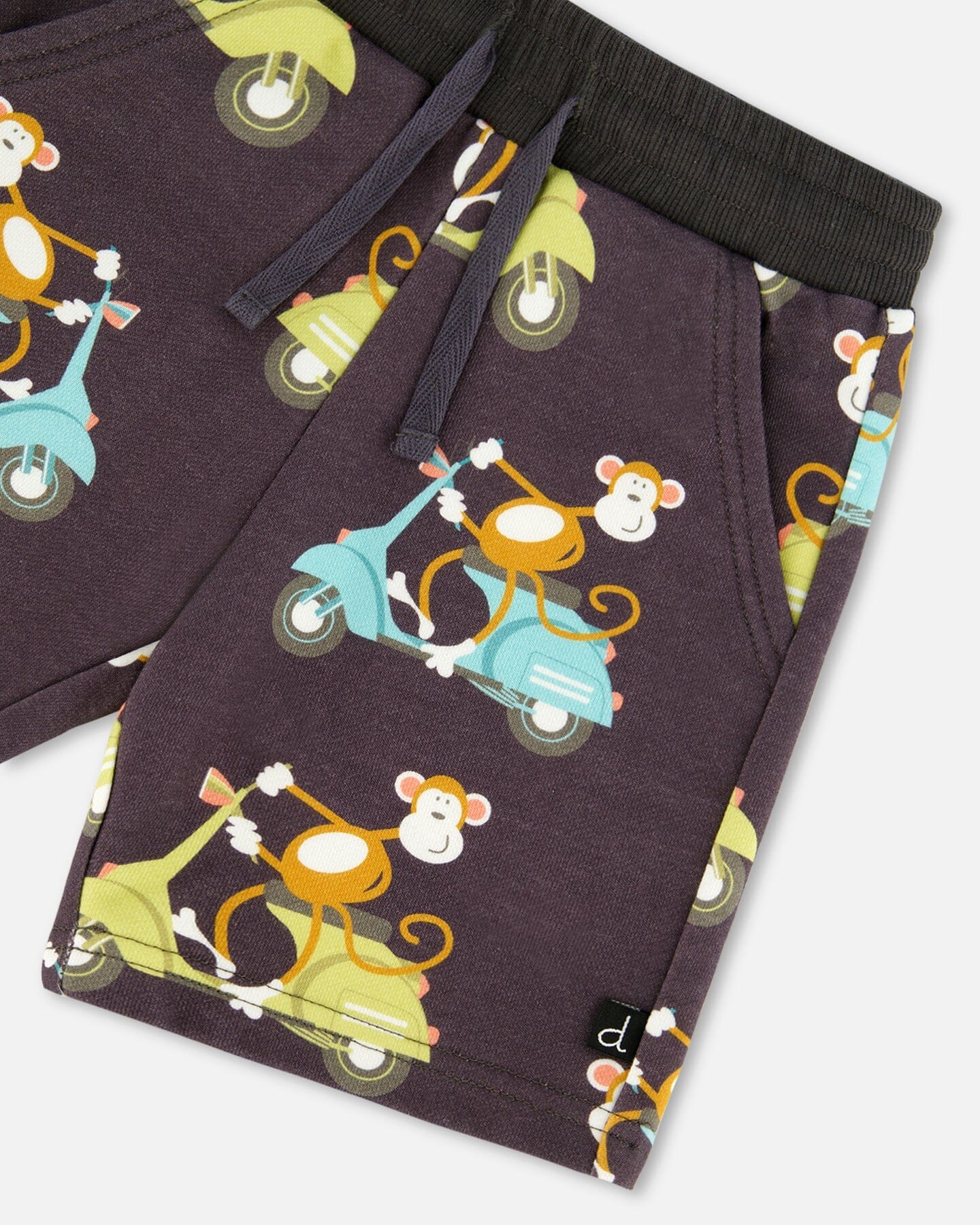 Printed French Terry Short Monkey On Navy Moped - G30S26_087