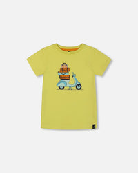 Organic Cotton Tee Lime Green And Blue Vespa - G30S70_225