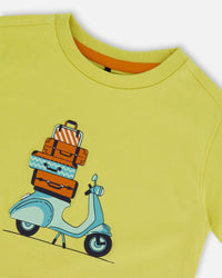 Organic Cotton Tee Lime Green And Blue Vespa - G30S70_225