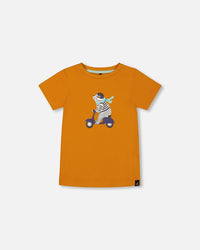 Organic Cotton Tee Vibrant Orange And Blue Vespa - G30S70_240
