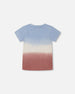 Short Sleeve Organic Cotton Graphic Tee Gradient Pale Blue And Dark Old Rose - G30T71_676