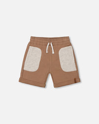 French Terry Short With Contrast Pockets Beige And Off-White - G30U29_919