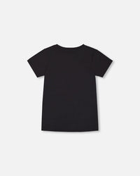 Organic Cotton Graphic Tee Black And Red Shoe - G30U79_999