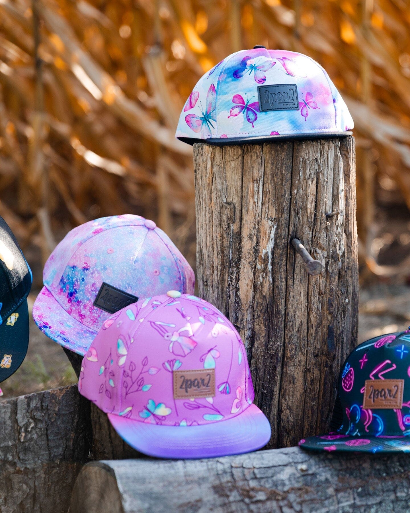 Printed Cap Old Mauve And Multicolored Butterflies - G30VGC_054