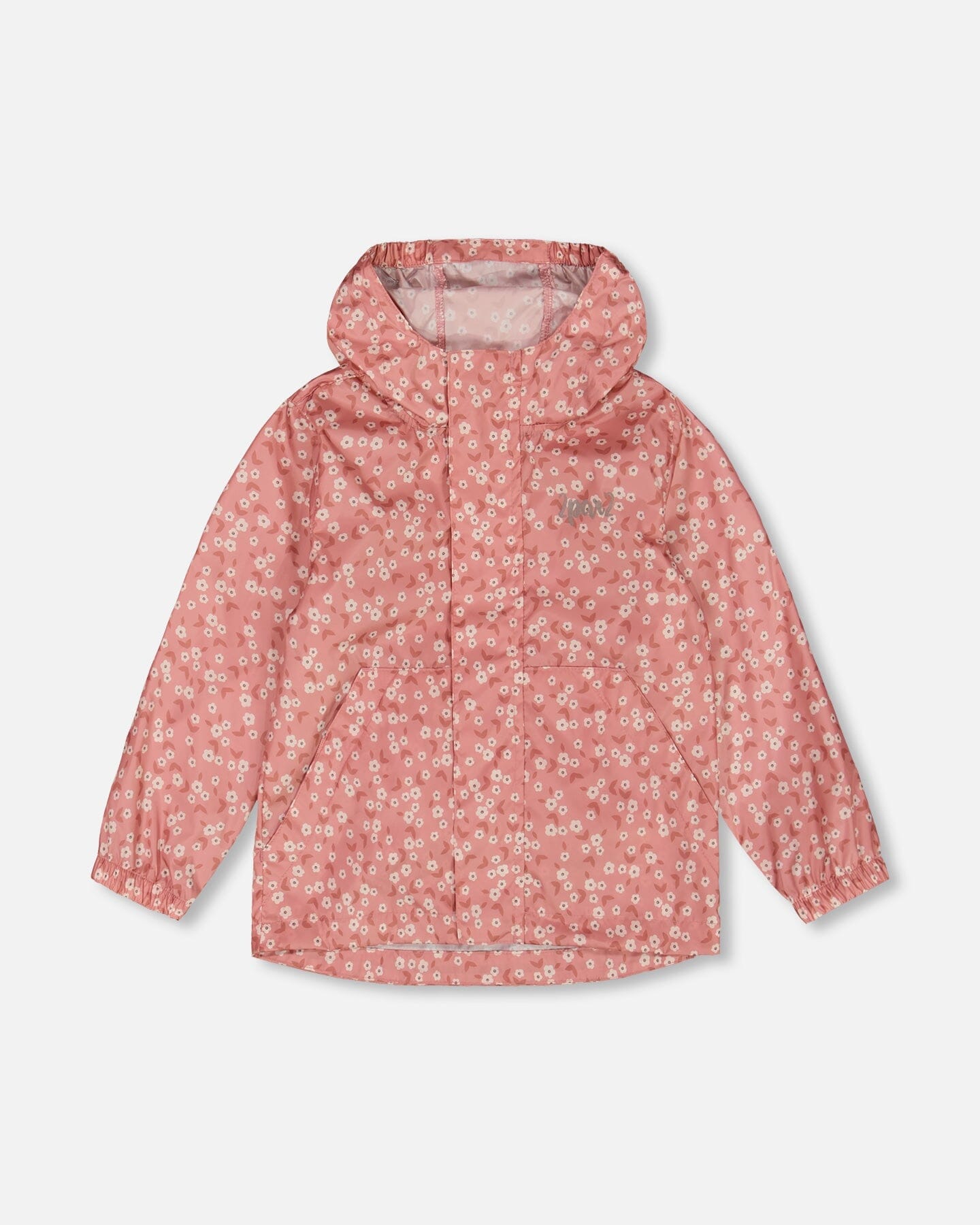 Printed Packable Windbreaker Small White Flowers On Pale Pink - G30W48_006