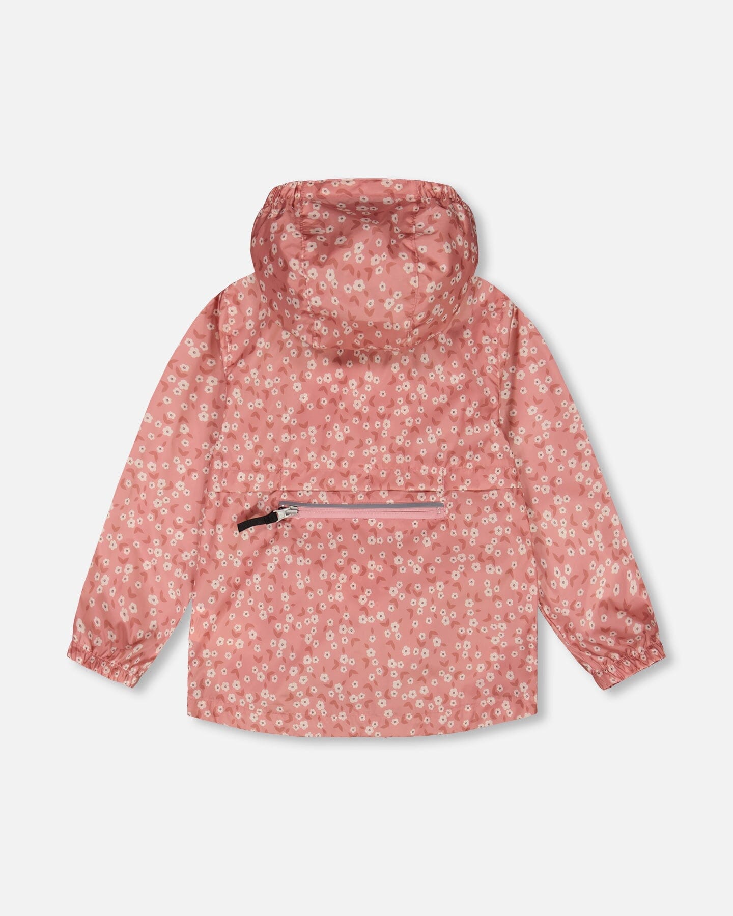 Printed Packable Windbreaker Small White Flowers On Pale Pink - G30W48_006