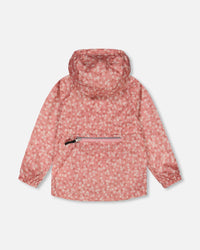 Printed Packable Windbreaker Small White Flowers On Pale Pink - G30W48_006