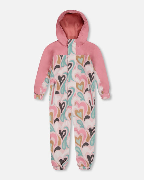 Printed Mid-Season One-Piece Outerwear Light Pink With Hearts - G30W70_011