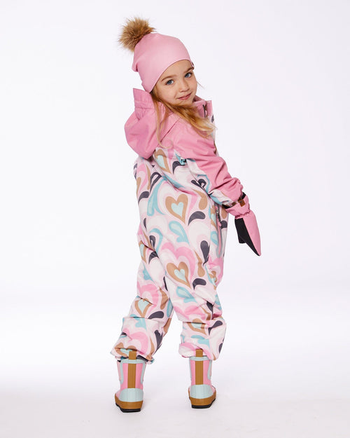 Printed Mid-Season One-Piece Outerwear Light Pink With Hearts - G30W70_011