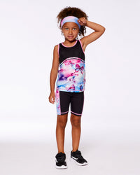 Printed Athletic Biker Short Black, Pink And Multicolored Butterflies - G30XG27_999