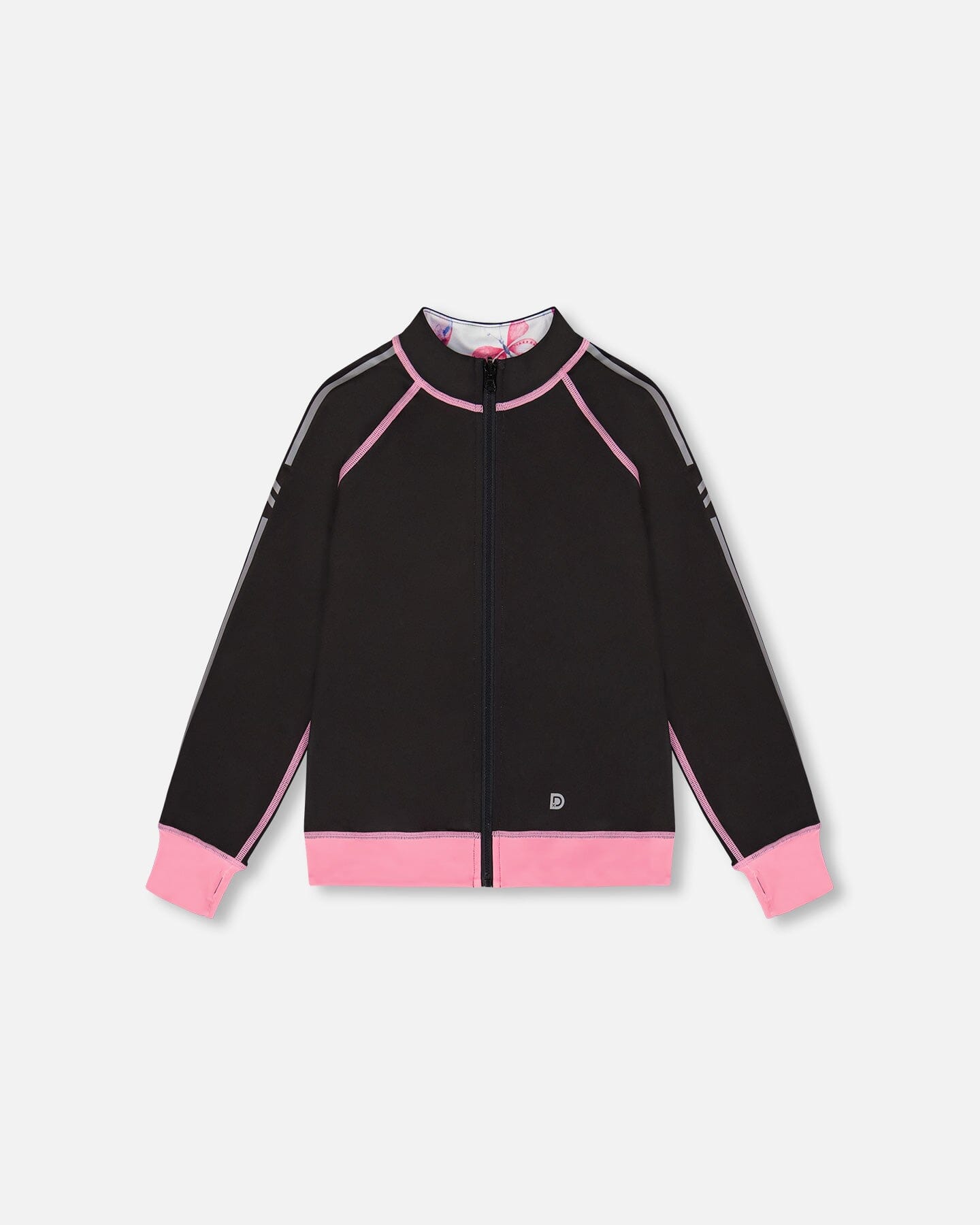 Printed Reversible Full Zip Athletic Cardigan Pink, Blue And Butterflies - G30XG30_009