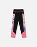 Colorblock Athletic Leggings Black And Multicolored Butterflies - G30XG60_999