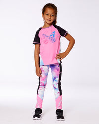 Printed Short Sleeve Athletic Top Pink With Butterflies - G30XG71_638