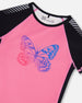 Printed Short Sleeve Athletic Top Pink With Butterflies - G30XG71_638