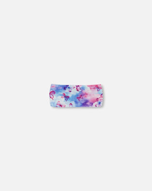 Printed Athletic Headband Pink, Blue And Butterflies - G30XGHB_009
