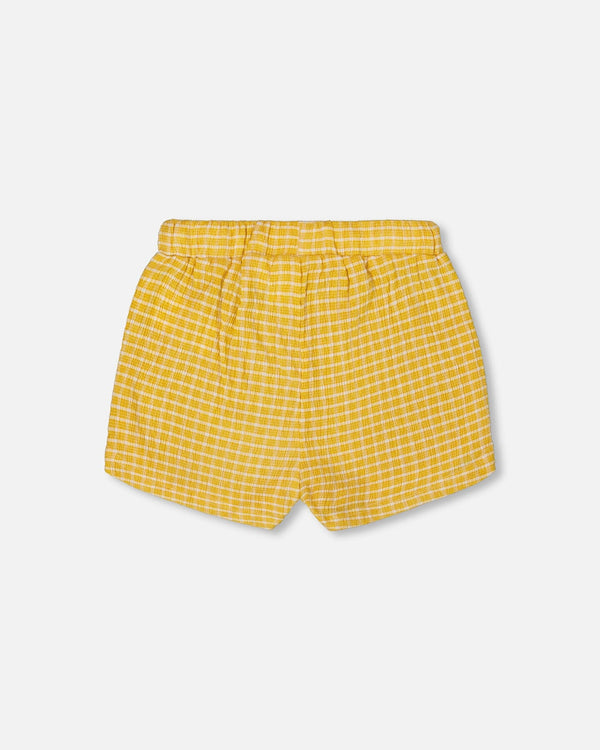 Crinkle Short Pale Yellow And White Pants & Shorts Deux par Deux 