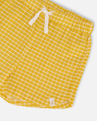 Crinkle Short Pale Yellow And White Pants & Shorts Deux par Deux 