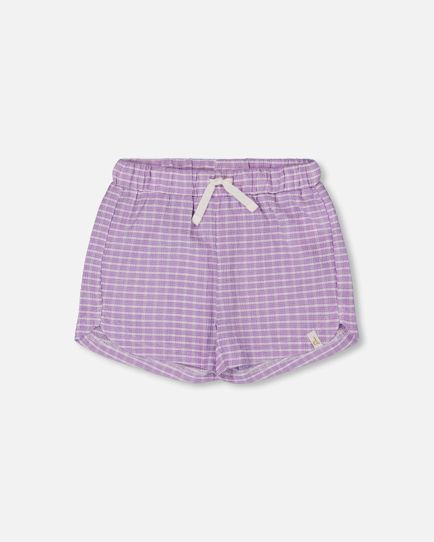 Crinkle Short White Checkered Lilac Pants & Shorts Deux par Deux 