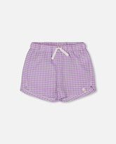 Crinkle Short White Checkered Lilac