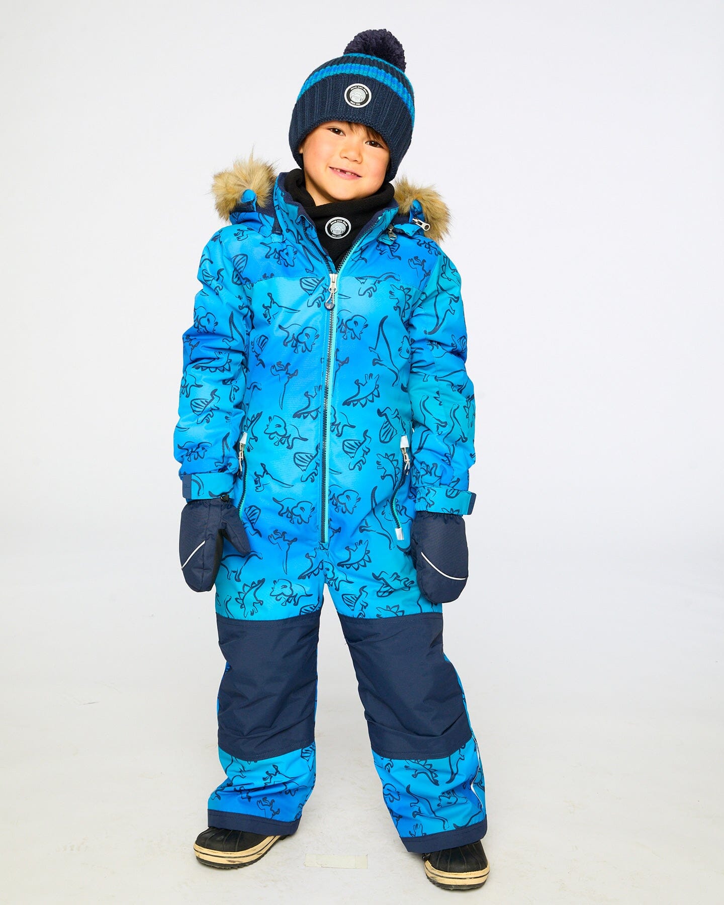 One-Piece Discover Snowsuit Blue Gradient Dinosaur Print Snowsuits Deux par Deux 
