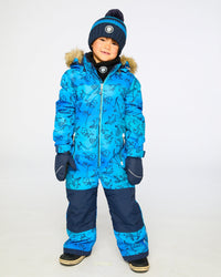 One-Piece Discover Snowsuit Blue Gradient Dinosaur Print Snowsuits Deux par Deux 