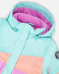 Two-Piece Play Snowsuit Pink Watercolor Flower Print - H10EG90_012
