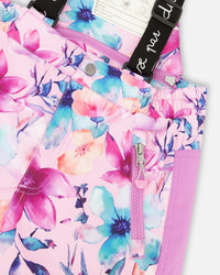 Two-Piece Play Snowsuit Pink Watercolor Flower Print - H10EG90_012