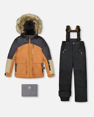 Two-Piece Play Snowsuit With Colorblocked Jacket Black - H10PB42_999