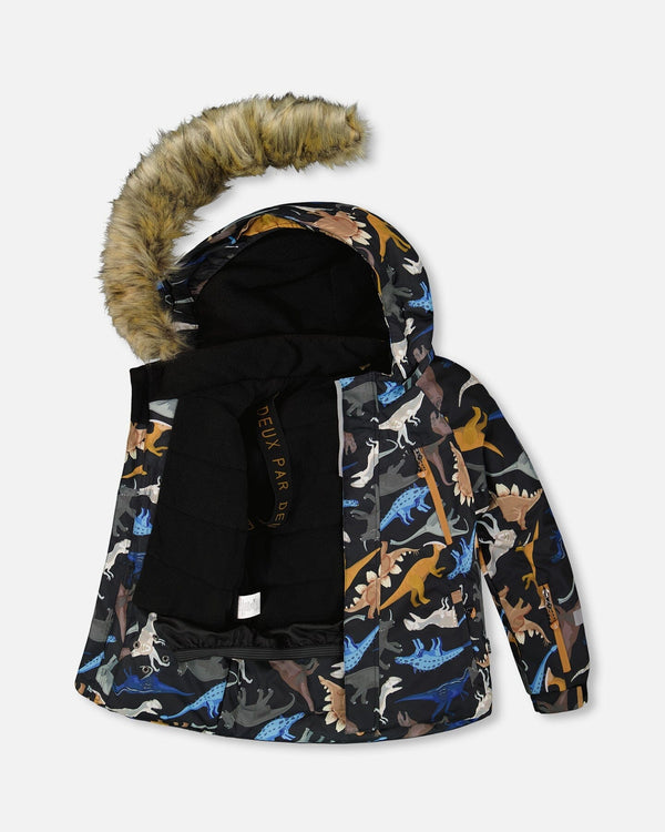 Two-Piece Play Snowsuit With Printed Dinosaurs Jacket Navy Blue - H10PB48_980
