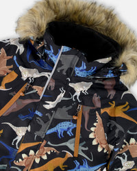 Two-Piece Play Snowsuit With Printed Dinosaurs Jacket Navy Blue - H10PB48_980