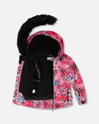 Two-Piece Play Snowsuit With Multicolor Print Jacket And Solid Pant Black - H10PG23_999