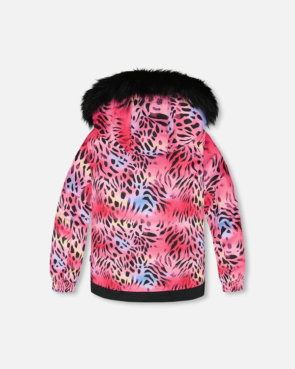 Two-Piece Play Snowsuit With Multicolor Print Jacket And Solid Pant Black - H10PG23_999