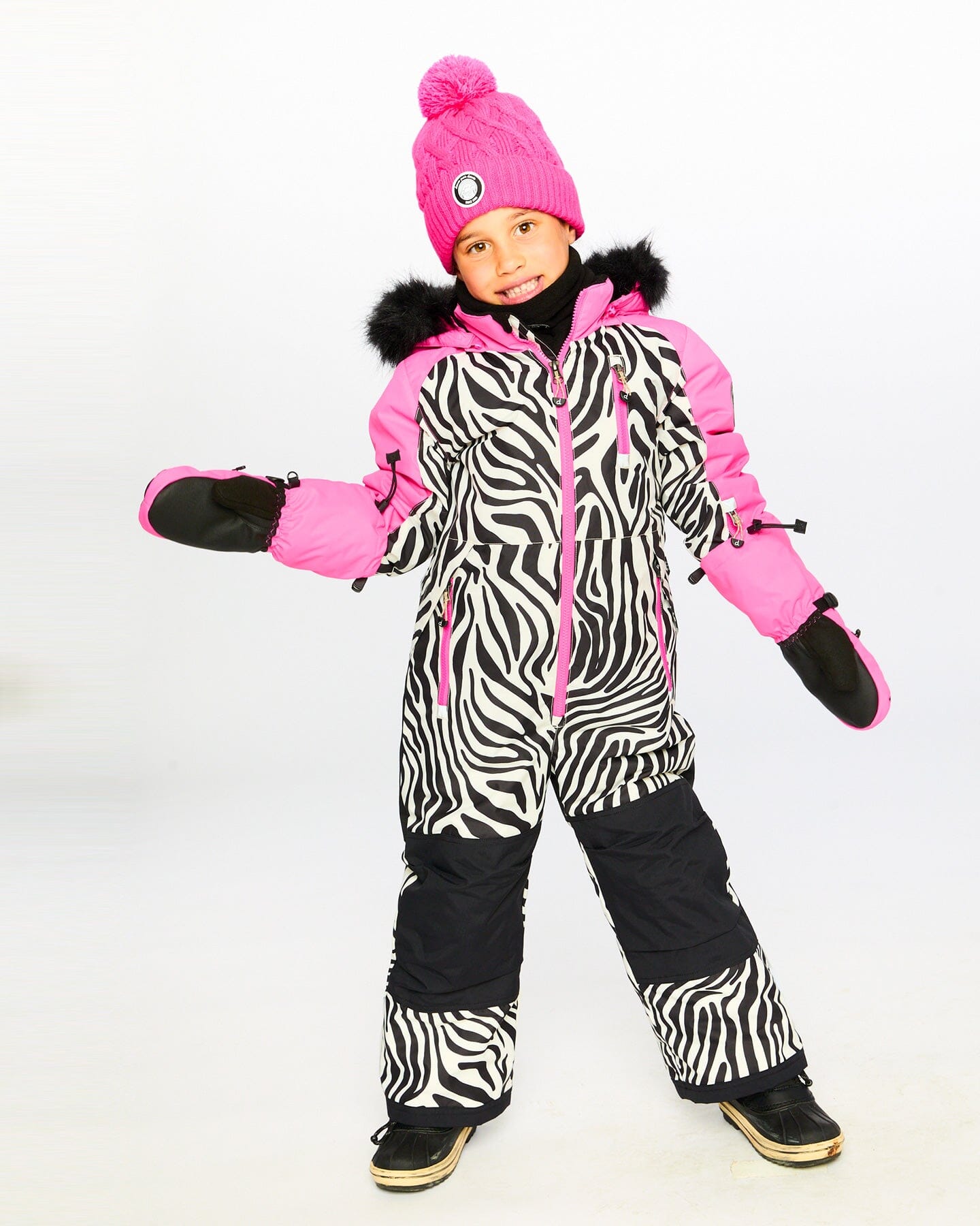 One-Piece Play Snowsuit Zebra Print Snowsuits Deux par Deux 